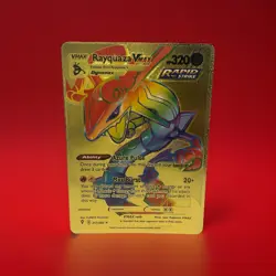 Rayquaza VMAX Gold Foil Rainbow Display Custom FAN ART Pokemon Card Anime Fans - Image 1