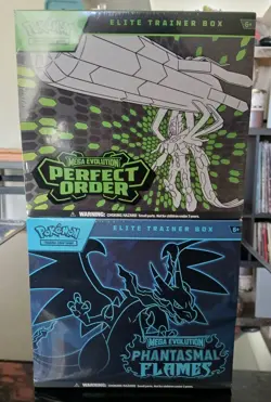Sealed Pokemon TCG Phantasmal Flames & Mega Evolution Perfect Order ETB Set Of 2 - Image 1