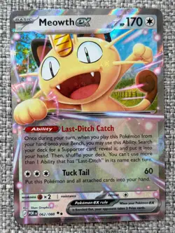 Meowth ex 062/088 Pokemon ME03: Perfect Order Holo Double Rare NM🔥 - Image 1