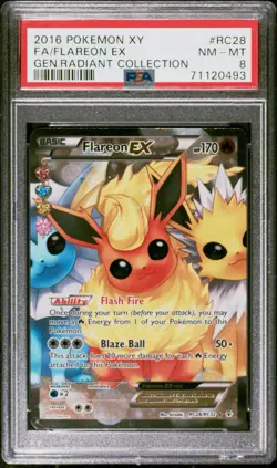 2016 POKEMON XY GENERATIONS RADIANT COLLECTION #RC28 FA FLAREON EX PSA 8 - Image 1