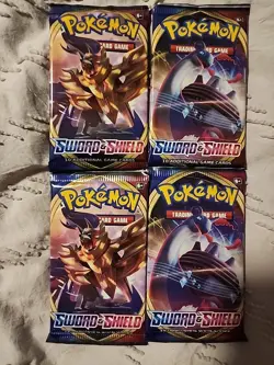 Pokemon Sword And Shield Base Set Booster Packs Set Of 4 New And Sealed - Image 1