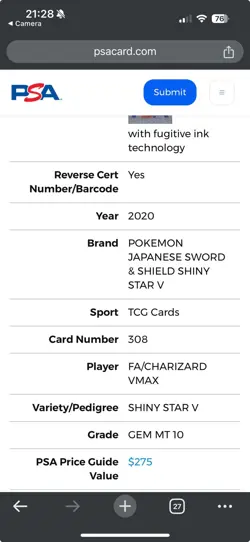 🔥🔥2020 Pokemon Japanese PSA 10 Charizard Vmax Shiny Star V 🔥🔥 - Image 4
