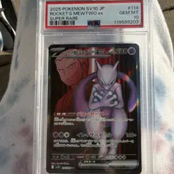 Pokemon Team Rocket's Mewtwo ex 114/098 SV10 Super Rare Holo PSA 10 Japanese - Image 1
