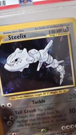 2000 Pokemon Unlimited Neo Genesis Steelix Holo 15/111 PSA 7 NM SWIRL - Image 3