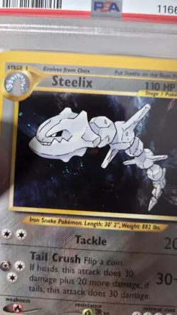2000 Pokemon Unlimited Neo Genesis Steelix Holo 15/111 PSA 7 NM SWIRL - Image 4