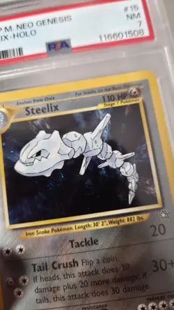 2000 Pokemon Unlimited Neo Genesis Steelix Holo 15/111 PSA 7 NM SWIRL - Image 5