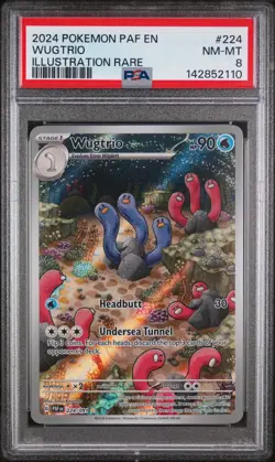 2024 POKEMON PAF EN-PALDEAN FATES ILLUSTRATION RARE #224 WUGTRIO PSA 8 FREE S&H - Image 1