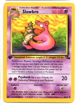 Pokemon Vintage Slowbro 43/62 Fossil Set First Edition - NM - Image 1