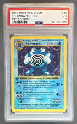1999 Pokemon 1st Edition 13 Poliwrath Holo PSA 3 143955903 - Image 1