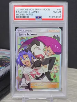 Pokemon Card Jesse & James 68/68 Hidden Fates Full Art Sun and Moon 2019 PSA 8 - Image 1