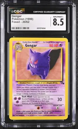 CGC 8.5 Gengar 1999 Fossil 20/62 Pokemon Card - Image 1