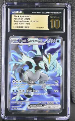 CGC PRISTINE 10 Black Kyurem ex 218/191 Surging Sparks Full Art Pokemon Card psa - Image 1