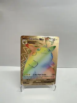 Pikachu VMAX HP 310 Metal POKEMON collectible Card Gift Display! - Image 1