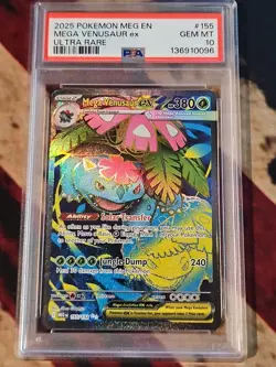 Pokemon Mega Evolution Mega Venusaur EX Ultra Rare Card 155/132 PSA 10 - Image 1