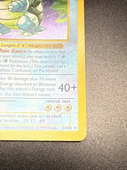 Pokemon TCG Blastoise Holo Shadowless Rare Card Base Set 2/102 - Image 5