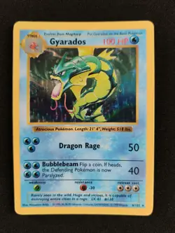 1999 POKEMON TCG GYARADOS HOLO BASE SET SHADOWLESS RARE 6/102 HOLO NM MINT - Image 1