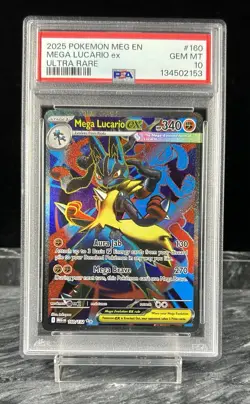 Pokemon Mega Lucario EX Me01 Mega Evolution Ultra Rare 160/132 Holo HP 340 - Image 1