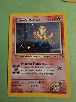 rare pokemon cards Blaine's Moltres Holo Rare Gym Heroes 001/132 Unlimit - Image 1