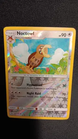 Pokemon Noctowl Reverse Holo SM - Burning Shadows Uncommon 107/147 LP - Image 1