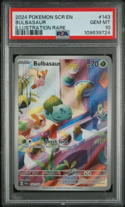 2024 POKEMON SCR EN-STELLAR CROWN ILLUSTRATION RARE #143 BULBASAUR PSA 10 - Image 1
