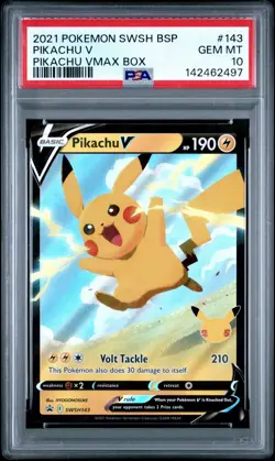Pikachu V 143 Pikachu Vmax Box Pokemon Celebration Swsh Black Star Promo PSA 10 - Image 1