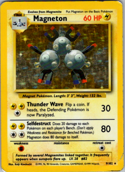 Magneton 9/102 Holo Rare HP Pokemon TCG Base Set WOTC HP - Image 1