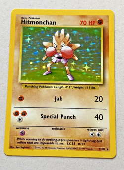 Hitmonchan Base Set 7/102 Holo Unlimited Holo Rare Pokemon 1999 WOTC -MP - Image 1