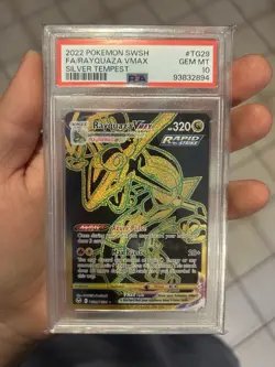 Pokemon Rayquaza VMAX Secret Rare TG29/TG30 Silver Tempest Trainer Holo PSA 10 - Image 1