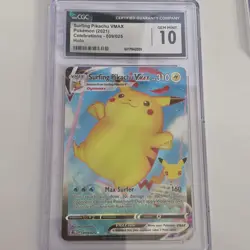 Pokemon Surfing Pikachu VMAX Holo #009 Full Art Celebrations 2021 CGC 10 - Image 1