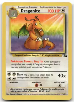 Dragonite 19/62 Fossil Pokemon Card TCG - Image 1