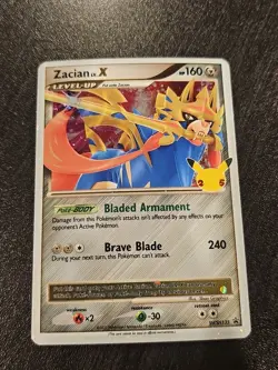Zacian LV.X SWSH135 Celebrations Black Star Promo Card Near Mint Condition - Image 1