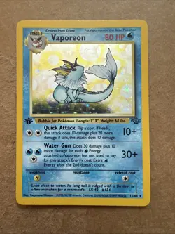Pokemon Vaporeon 12/64 1st Edition Holo Rare Jungle Vintage LP - Image 1