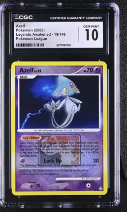 CGC 10 Azelf - 19/146 League Promo Crosshatch Reverse Holo Pokemon Card - Image 1
