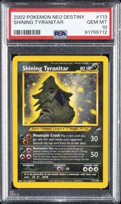2002 POKEMON NEO DESTINY #113 SHINING TYRANITAR PSA 10 - Image 1