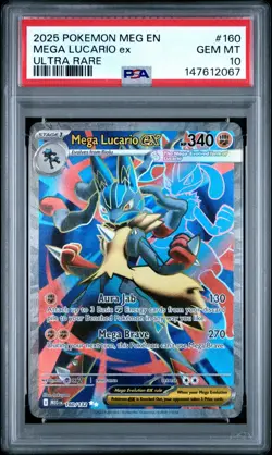 POKEMON MEG EN-MEGA EVOLUTION #160 MEGA LUCARIO EX ULTRA RARE UR PSA 10 - Image 1