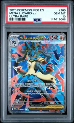 POKEMON MEG EN-MEGA EVOLUTION #160 MEGA LUCARIO EX ULTRA RARE UR PSA 10 - Image 3