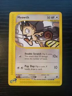 Meowth 121/165 Pokemon Expedition Base Set Regular NM Free Shipping!! - Image 1
