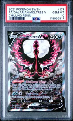 PSA 10 GALARIAN MOLTRES V 177/198 FULL ART CHILLING REIGN POKEMON 🌑 - Image 1