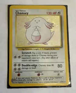Chansey 3/102 - Holo Rare - Base Set - 1999 Pokemon WotC Vintage - LP - Image 1