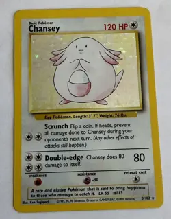 Chansey 3/102 - Holo Rare - Base Set - 1999 Pokemon WotC Vintage - LP - Image 2