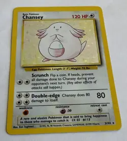 Chansey 3/102 - Holo Rare - Base Set - 1999 Pokemon WotC Vintage - LP - Image 3