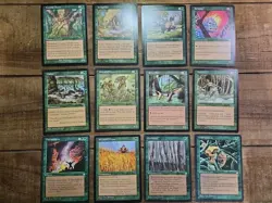 Lot of 12 Green MTG Cards from Urza's Saga edition, Magic the Gathering 1998 - Image 1