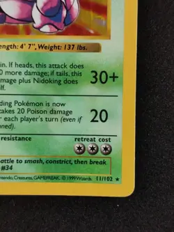 Pokemon TCG - 1st Edition Nidoking - 011/102 Base Set (Shadowless) Holo - Image 5