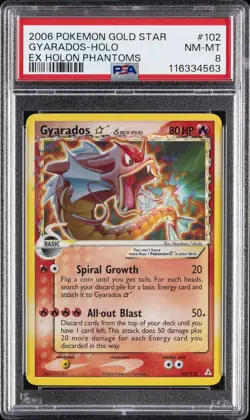 2006 POKEMON EX HOLON PHANTOMS GOLD STAR #102 GYARADOS-HOLO PSA 8 - Image 1