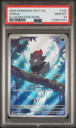 2025 POKEMON WHT EN-WHITE FLARE ILLUSTRATION RARE #142 ZORUA PSA 10 - Image 1