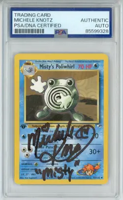 PSA Michele Knotz Signed Misty's Poliwhirl 053/132 Gym Heroes Regular Pokemon - Image 1