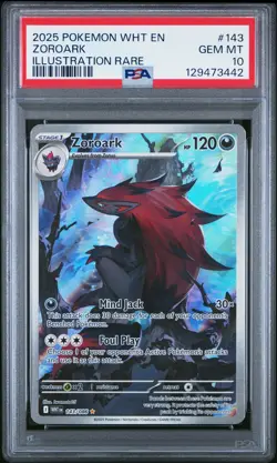 2025 POKEMON WHT EN-WHITE FLARE ILLUSTRATION RARE #143 ZOROARK PSA 10 - Image 1