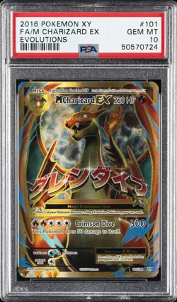 2016 POKEMON XY EVOLUTIONS #101 FULL ART/M CHARIZARD EX PSA 10 - Image 1