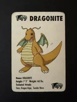 LP Pokemon Dragonite 149 Mini Card 1998 Applause Nintendo KFC Promo Vintage - Image 1