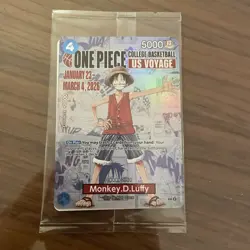 One Piece CCGMonkey D Luffy US Voyage Card St. Johns sealed poster in included - Image 1